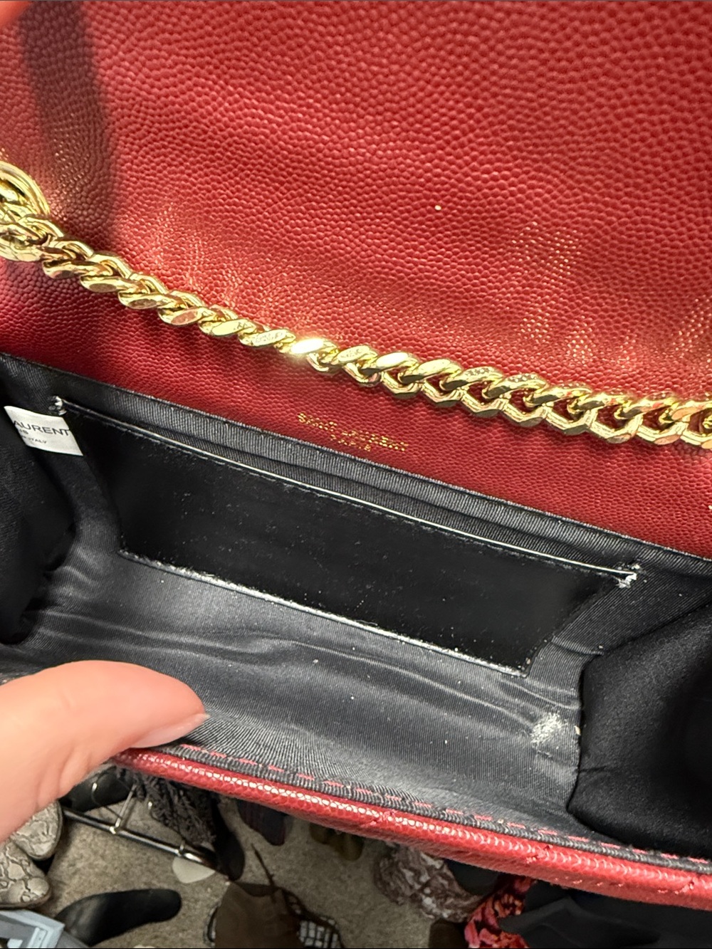 Faux Saint Laurent Burgundy Quilted Leather Crossbody with Gold Chain and Logo - Picture 2 of 2